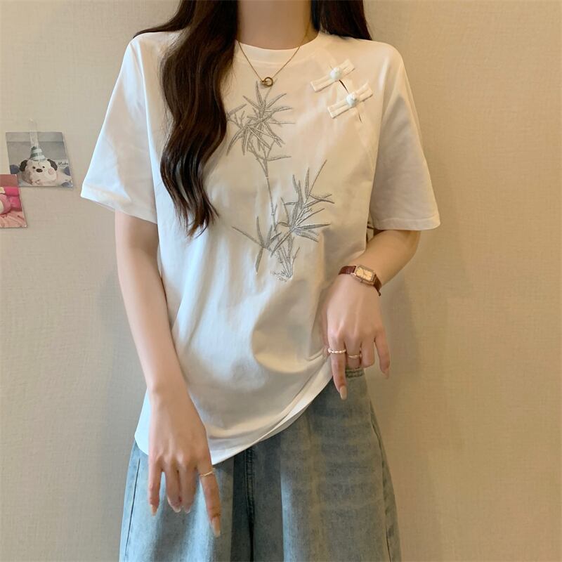 おすすめ 海外トレンド カジュアル モーダル 刺繍 半袖Tシャツ＜S-8476＞