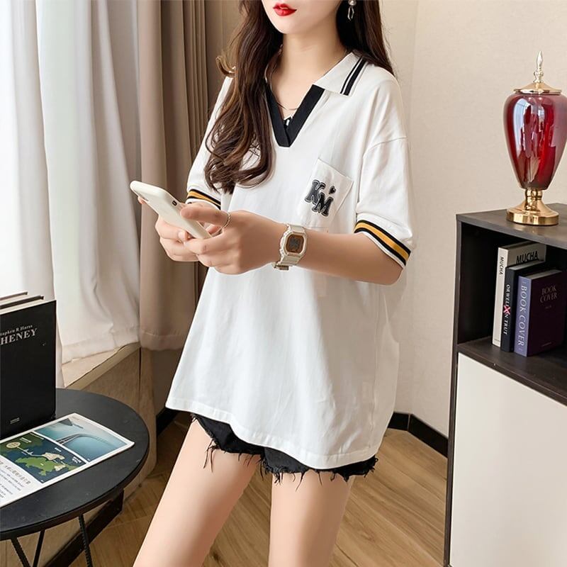 オシャレ度満点 切り替え カジュアル プリント Tシャツ カットソー＜S-3593＞
