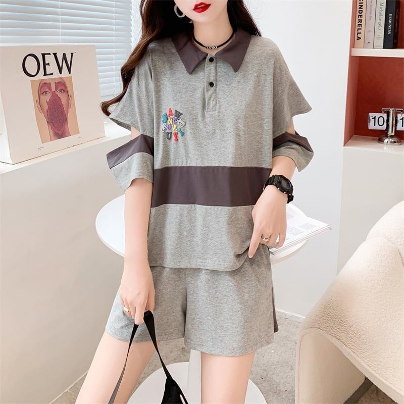 カジュアル Tシャツ＋ショートパンツ スタイリッシュ セットアップ＜S-3472＞