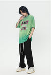 見逃し厳禁 ファッション ストリート系 ヴィンテージ加工 アルファベット プリントTシャツ ＜S-2921＞