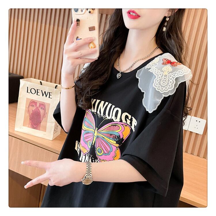 話題沸騰中 プリント ロゴ ゆったり 3色半袖Tシャツ＜S-8316＞