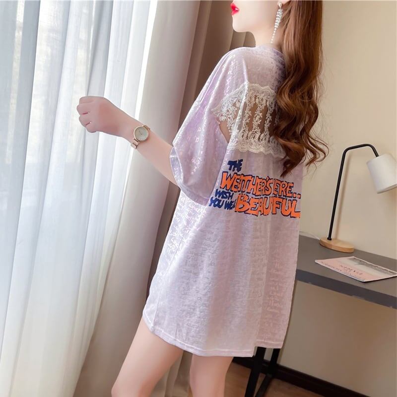 好感度満載 切り替え 美感いっぱい プリント Tシャツ カットソー＜S-3548＞