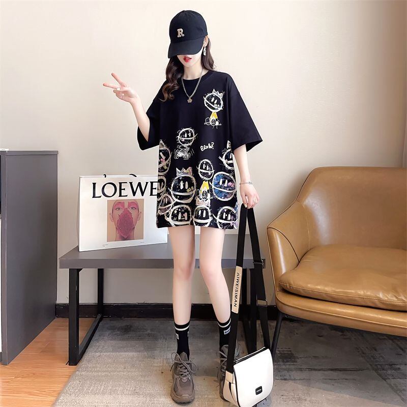 新商品 大人可愛い 大活躍 カジュアル キュートプリント 全2色 半袖Tシャツ＜S-8595＞