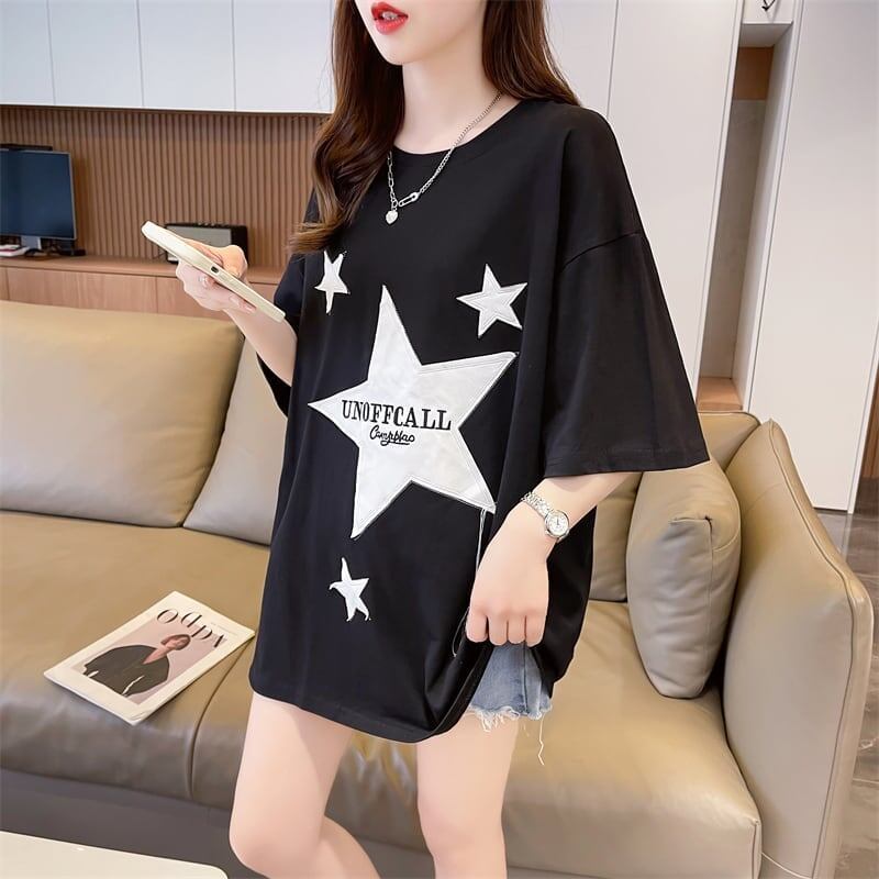 新作  おしゃれな星柄Tシャツ ゆったり半袖＜S-2825＞