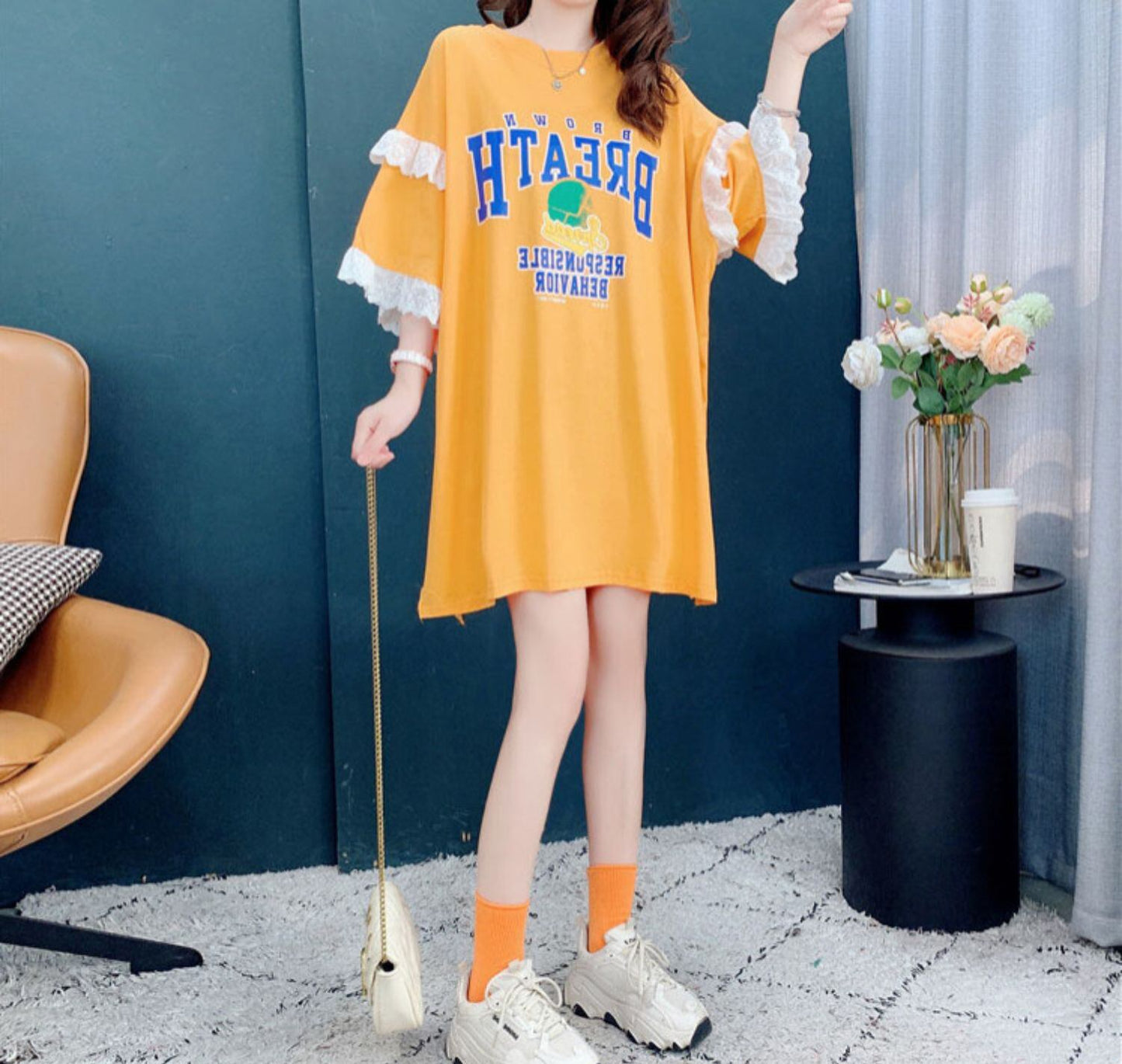 話題沸騰中 ビッグロゴ プリント ゆったり 半袖Tシャツ 全3色＜S-8252＞