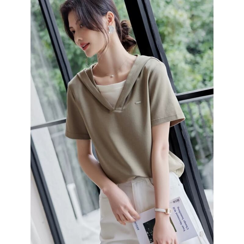 着回し力抜群 レイヤード風 ファッション Tシャツ<S-8345>