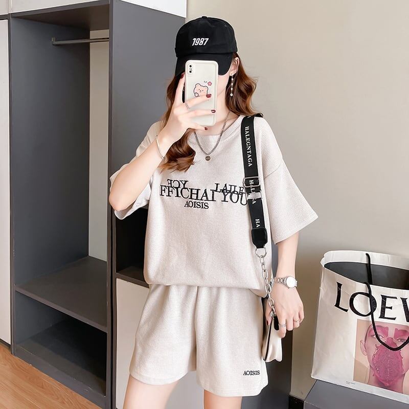 着心地抜群 切り替え 女性力を高める Tシャツ＋ショートパンツ セットアップ＜S-3553＞
