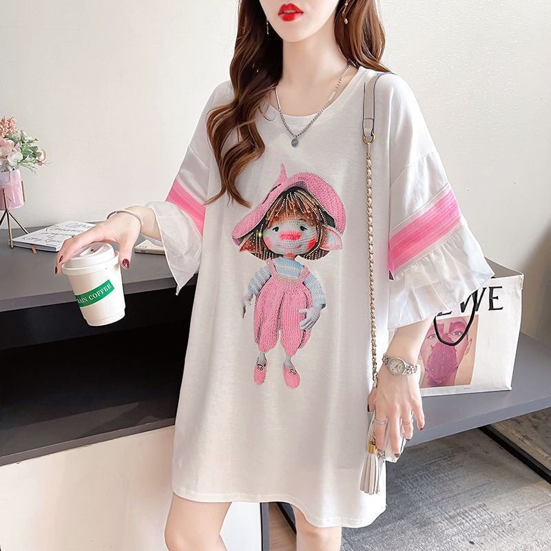 新商品 切り替え キュート ゆったり 全2色 半袖Tシャツ＜S-8349＞