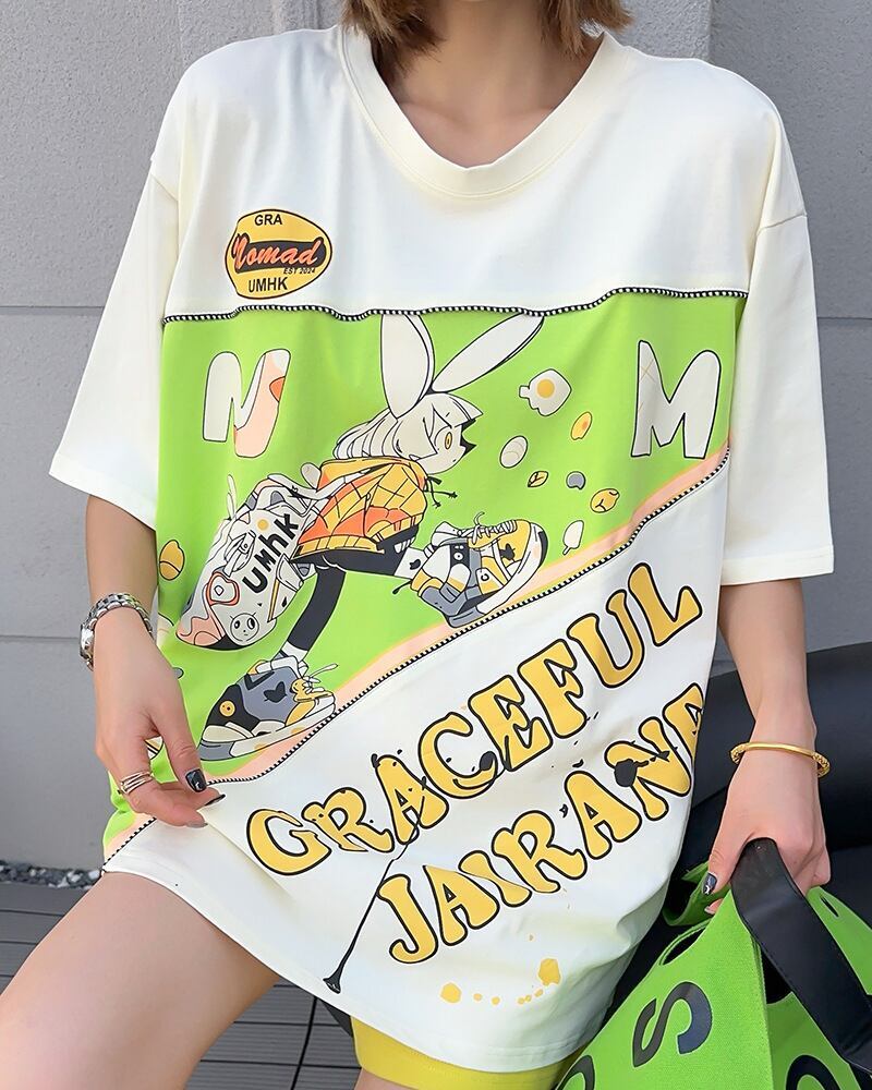 着回し力抜群 ファッション 個性派 レース プリント全3色 半袖Tシャツ<S-8981>