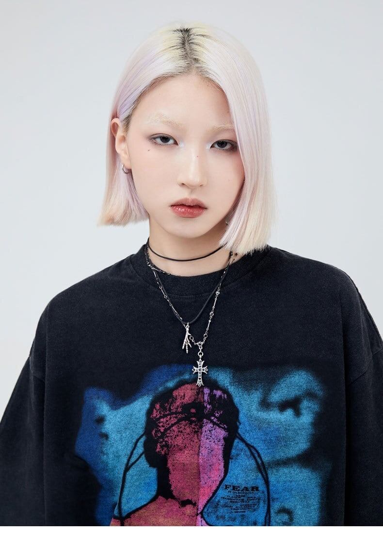 大注目 ファッション ストリート系 ヴィンテージ加工 プリントTシャツ ＜S-2875＞
