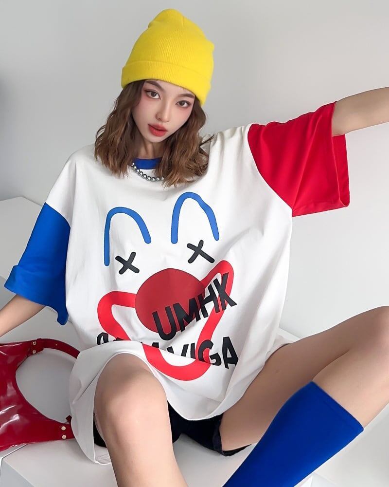 お勧めカラーマッチング ゆったり ビッグロゴ 半袖Tシャツ 全2色＜S-4838＞