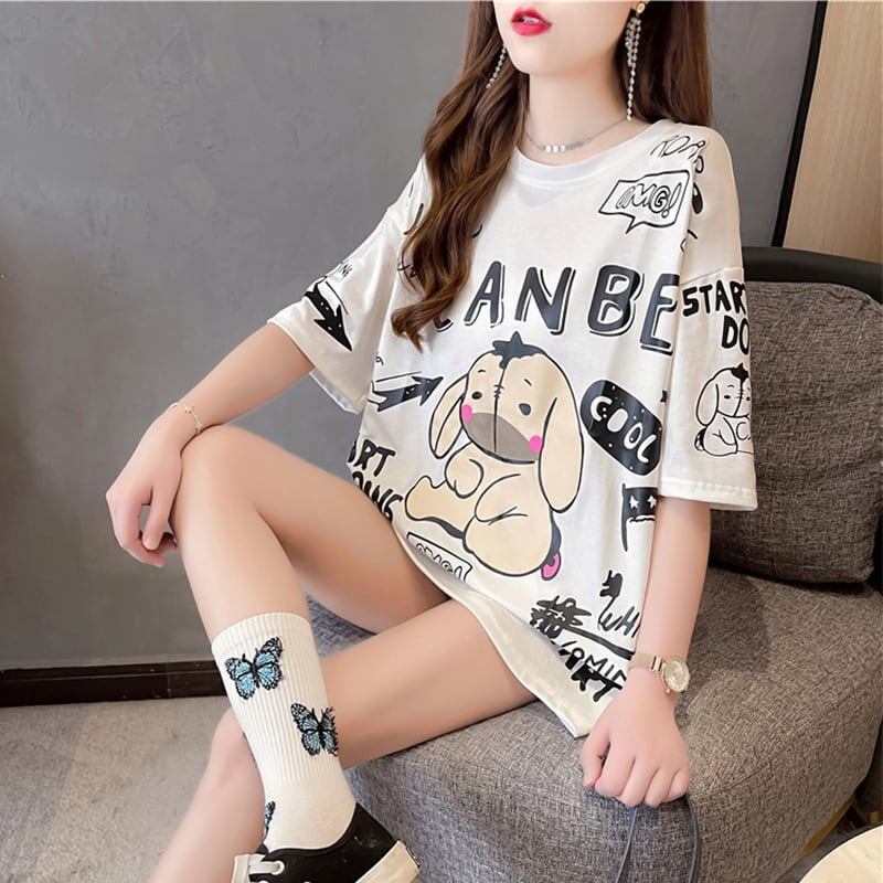 【新商品】大注目 ビッグロゴ プリント ゆったりトップス 半袖Tシャツ 全3色＜S-4933＞