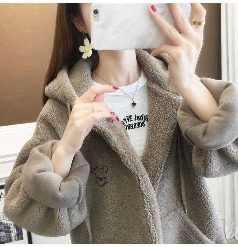 定番シンプルロゴボアフルジップパーカー 厚手トップス 全4色 ＜S-4442＞
