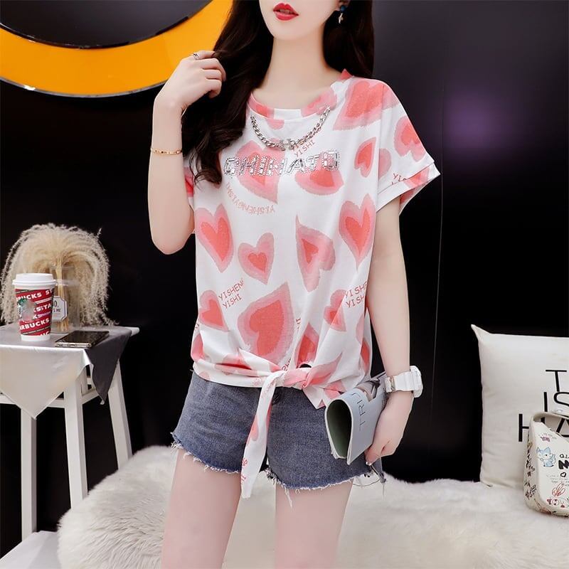 ゆったり感アップ 3色選択可 オシャレ度満点 プリント Tシャツ カットソー＜S-3100＞