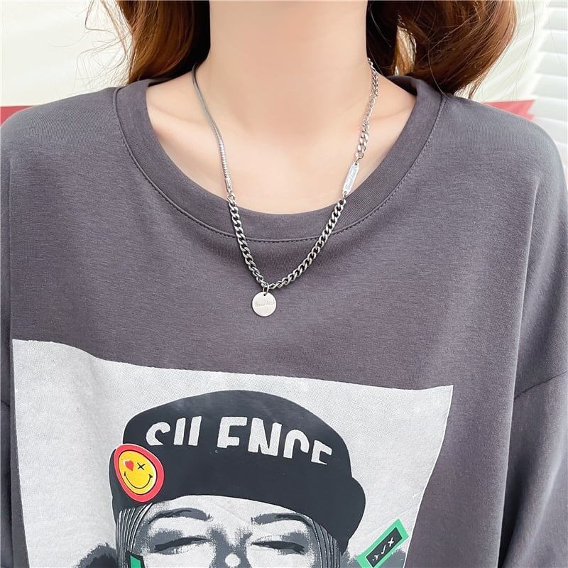 ルーズ プリント オシャレ感たっぷり Tシャツ カットソー ワンピース＜S-3545＞