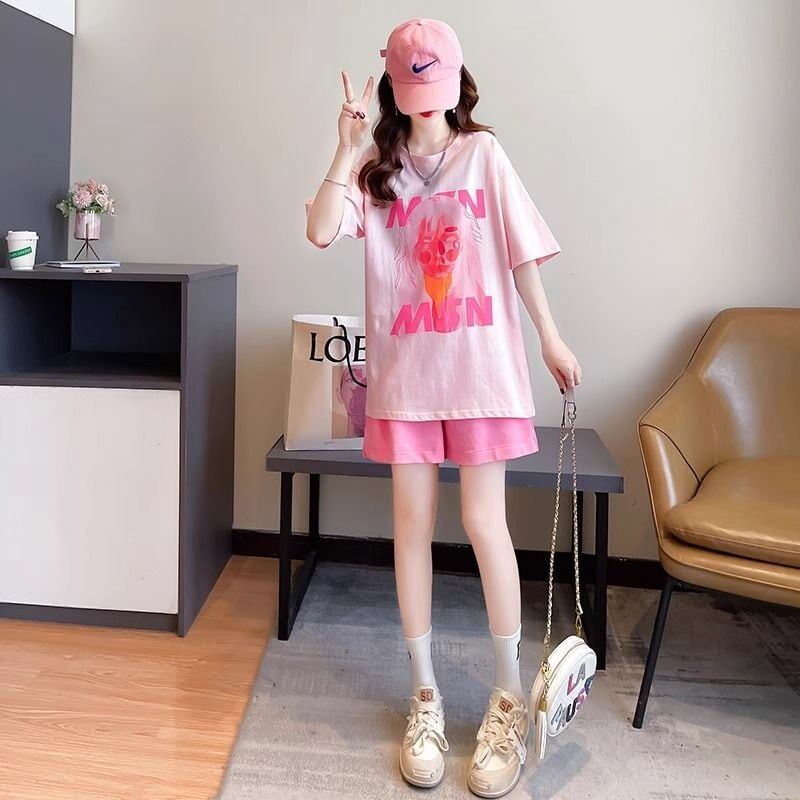 好感度UP カジュアル ファッション 上質 Ｔシャツⅹパンツセット<S-8456>