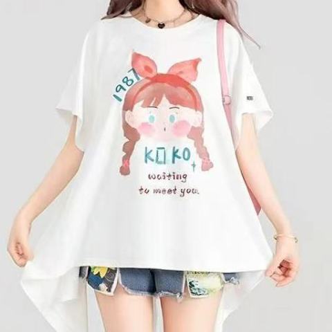 着回し力抜群 ゆったり ファッション感満々 ロング丈 2色半袖Tシャツ＜S-11068＞