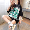 個性的なデザイン 切り替え 一目惚れ プリント Tシャツ カットソー＜S-3400＞