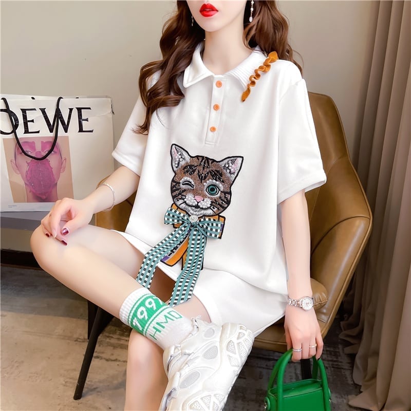 スタイリッシュ 切り替え 一目惚れ プリント Tシャツ カットソー＜S-3395＞