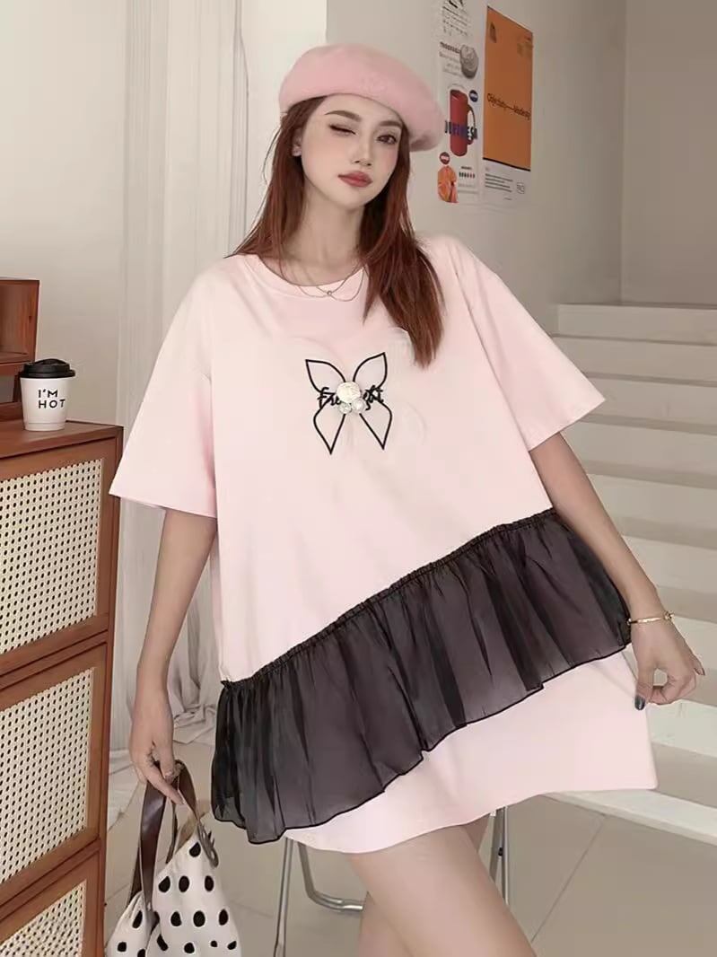 絶対欲しい 切り替え キュート プリントゆったり 半袖Tシャツ 全5色＜S-8271＞