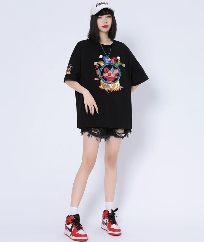 話題沸騰中 ゆったり カジュアル プリント 6色 半袖Tシャツ＜S-8164＞