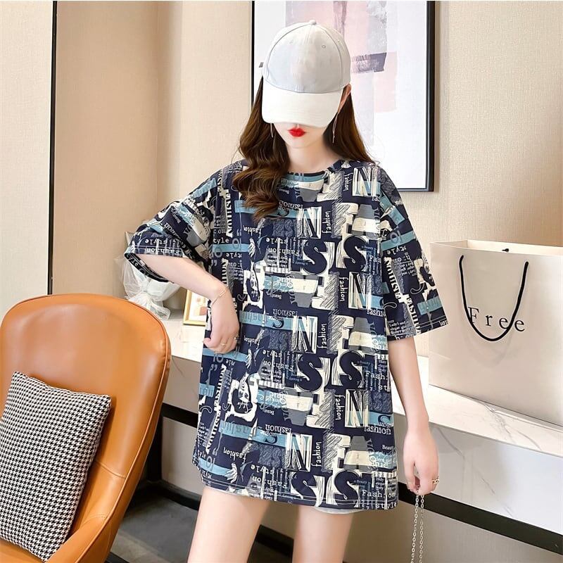 着心地抜群 プリント 女性力を高める Tシャツ カットソー ワンピース＜S-3355＞