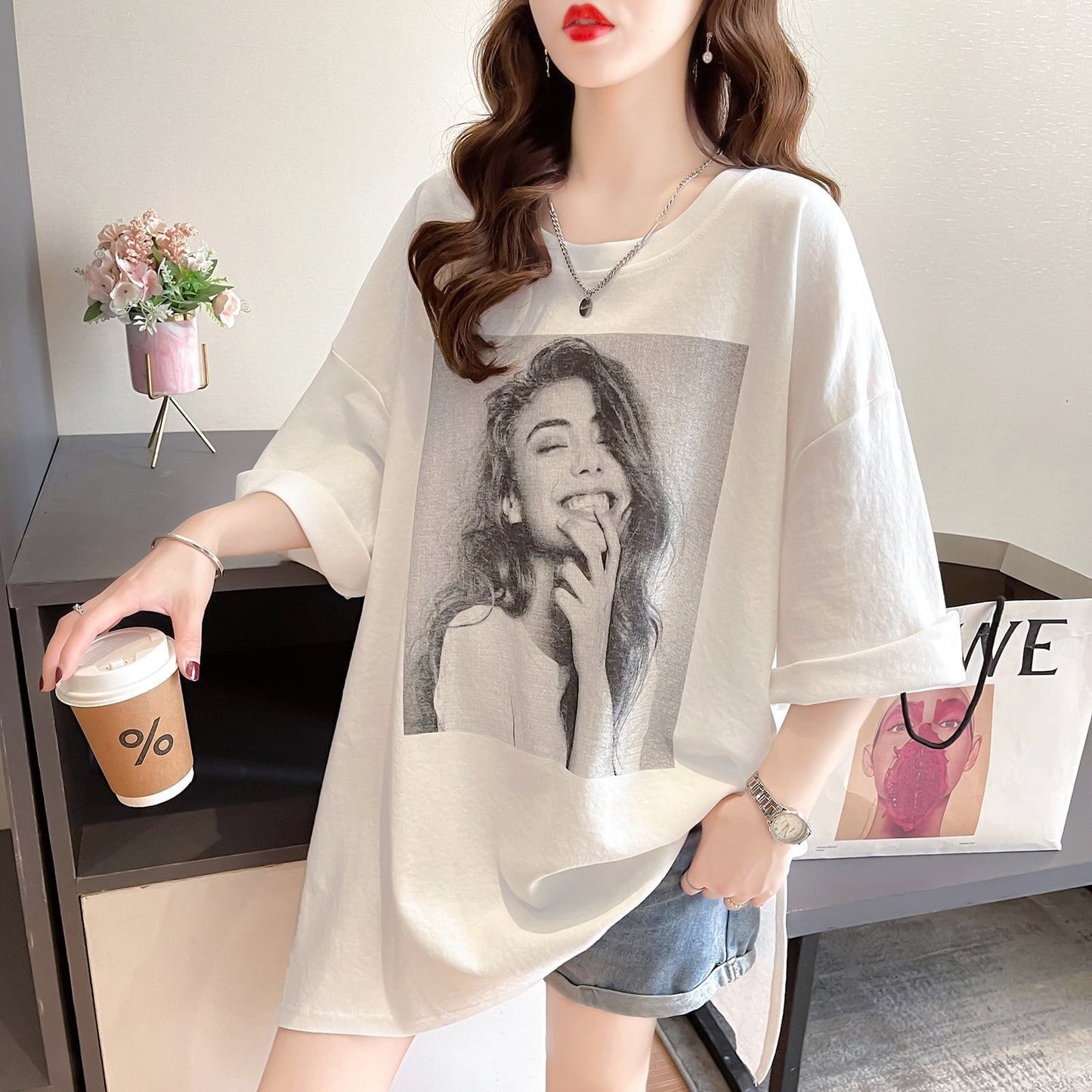 スタイリッシュ プリント 一目惚れ Tシャツ カットソー＜S-3300＞