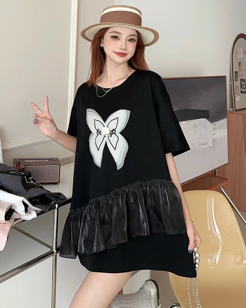 絶対欲しい 切り替え キュート プリントゆったり 半袖Tシャツ 全5色＜S-8271＞