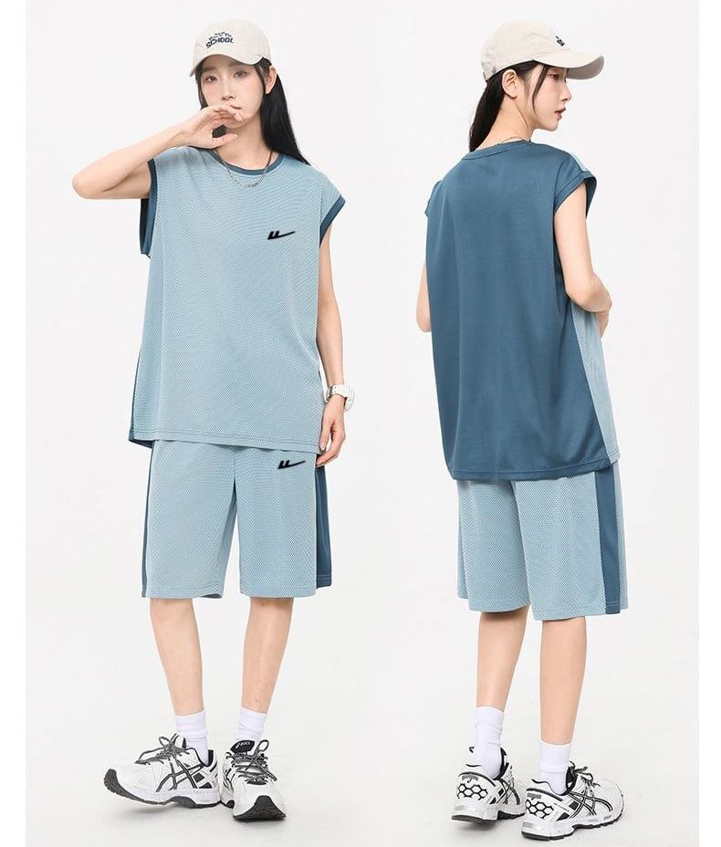 売り切れ必至 ファッション 超人気 男女兼用 ノースリーブＴシャツⅹパンツセット全5色<S-8754>