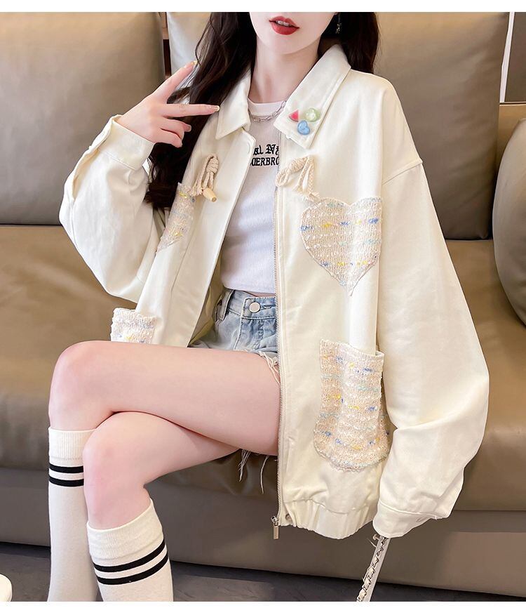 韓国風ファッションおしゃれ度高め 2色選択 柔らかくて優しい印象 ジャケット <S-9505>