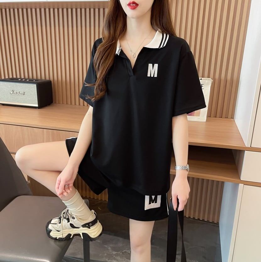 売り切れ必至  ルーズ 半袖Ｔシャツⅹパンツセット全2色<S-8190>