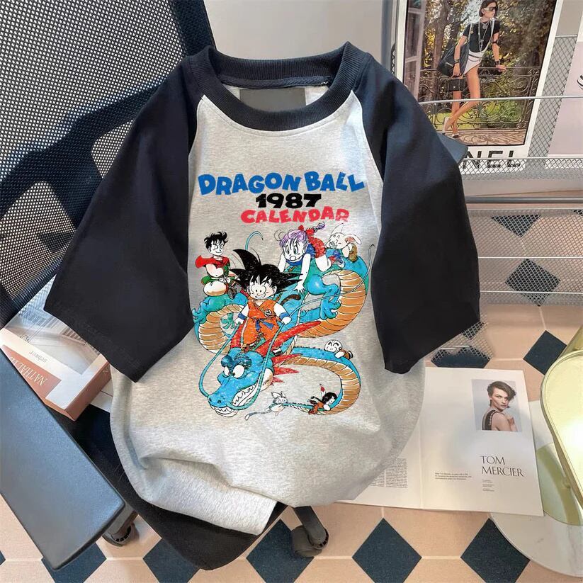絶対流行 プリント カジュアル 切り替え 半袖Tシャツ 全2色<S-6680>