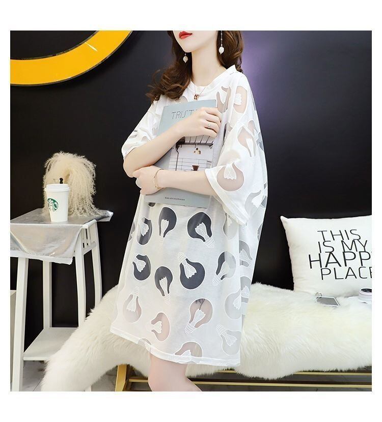大活躍 透かし彫り カジュアル Tシャツ カットソー＜S-8532＞