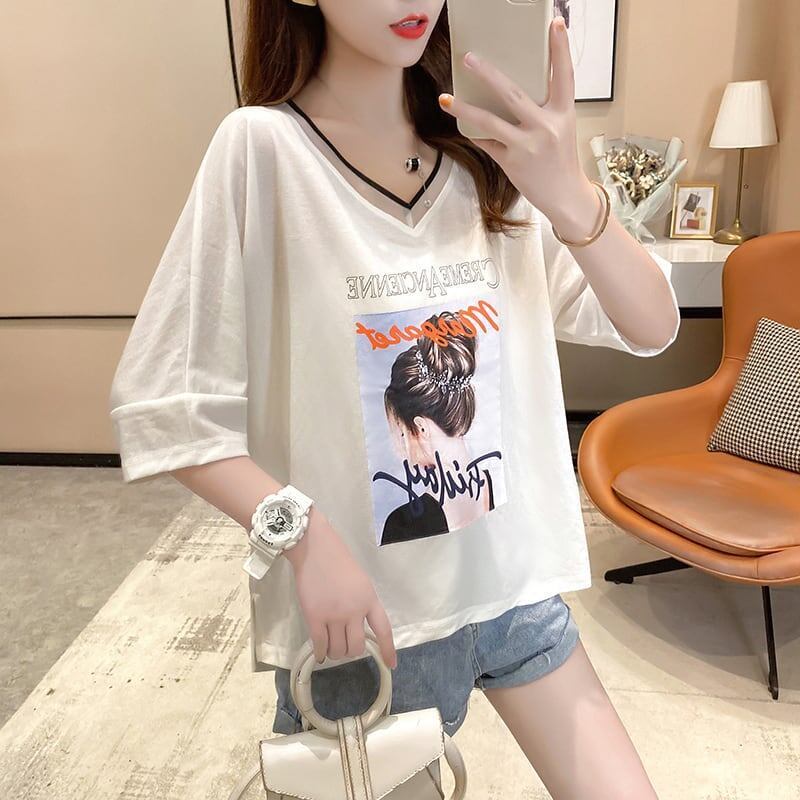 着心地抜群 3色選択可 女性力を高める Vネック Tシャツ カットソー＜S-3094＞