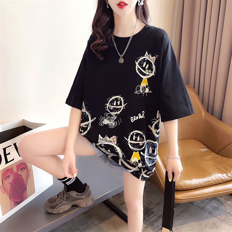 新商品 大人可愛い 大活躍 カジュアル キュートプリント 全2色 半袖Tシャツ＜S-8595＞