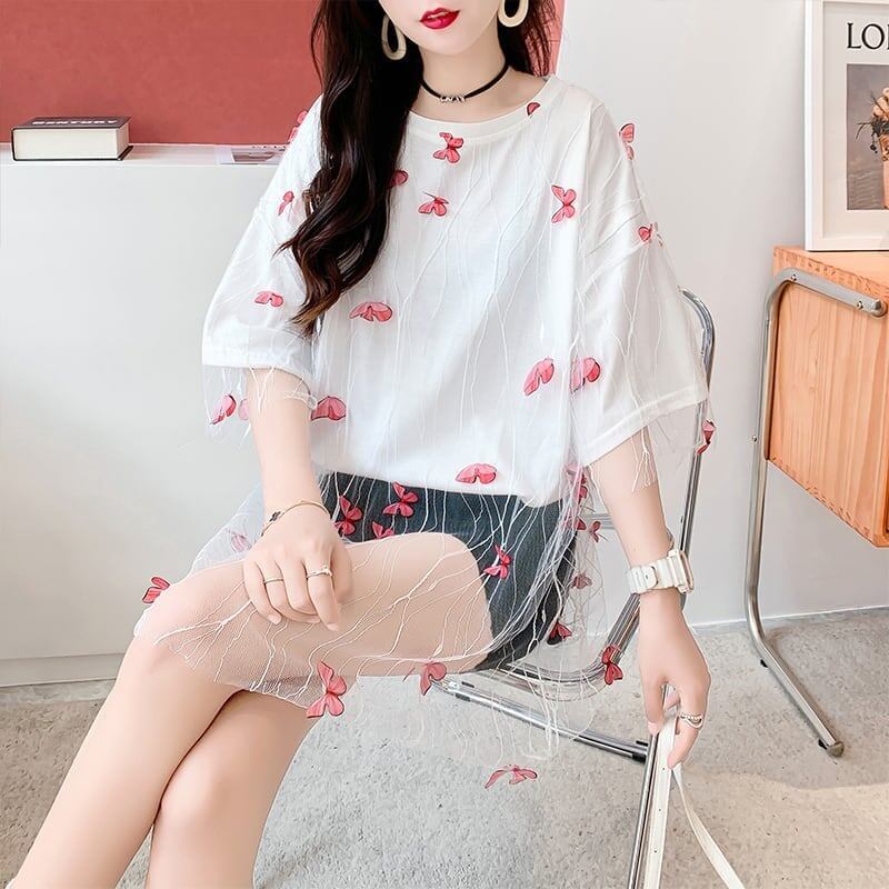 今季大好評 チュール 好感度満載 切り替え Tシャツ カットソー＜S-3190＞
