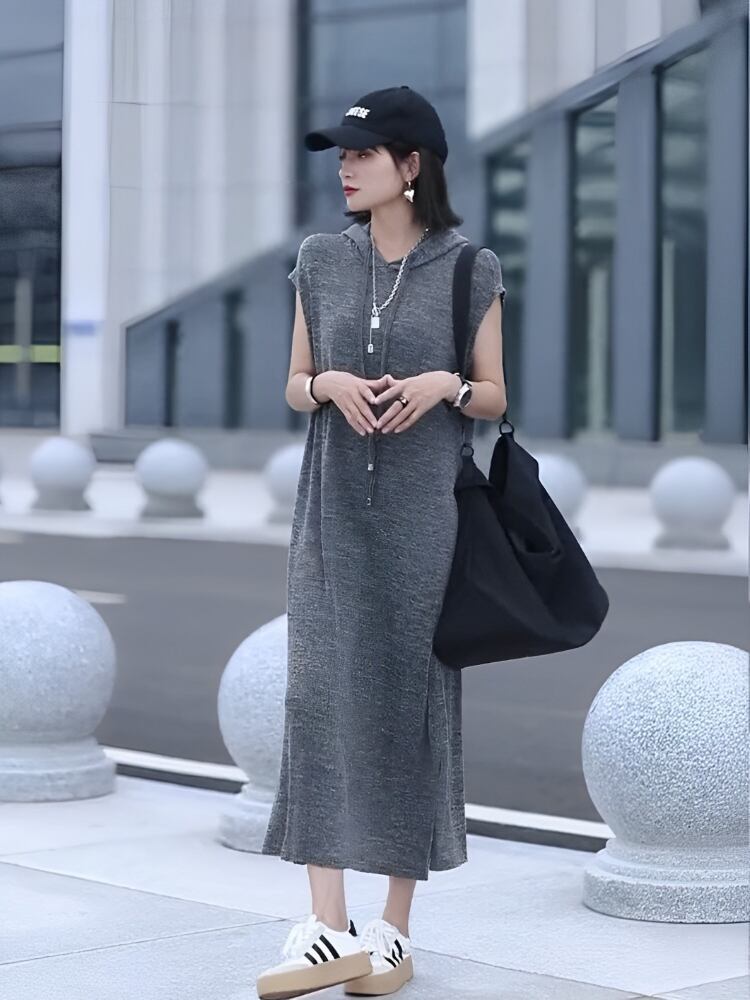 超人気 知的 カジュアル ルーズ ワンピース<S-6627>