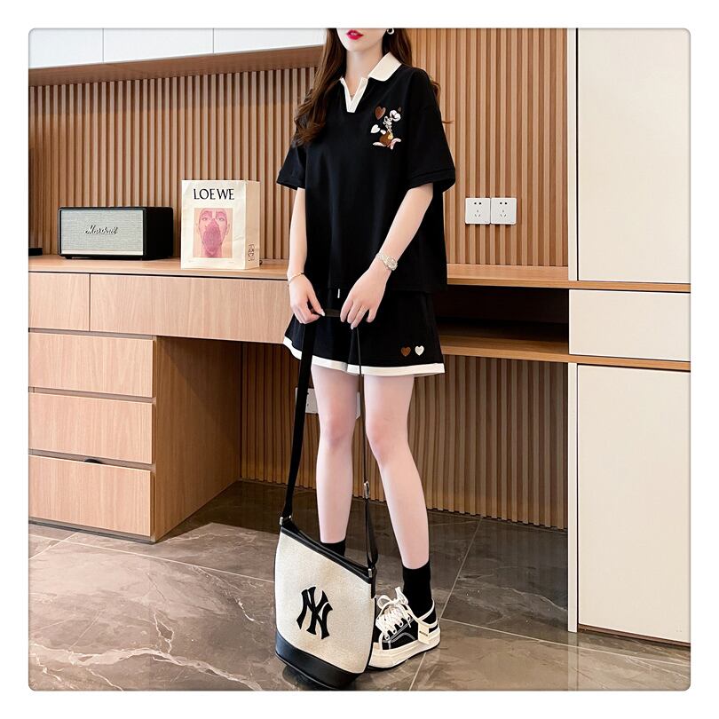 定番シンプル 切り替え カジュアル 半袖Ｔシャツⅹパンツセット全3色 <S-8267>