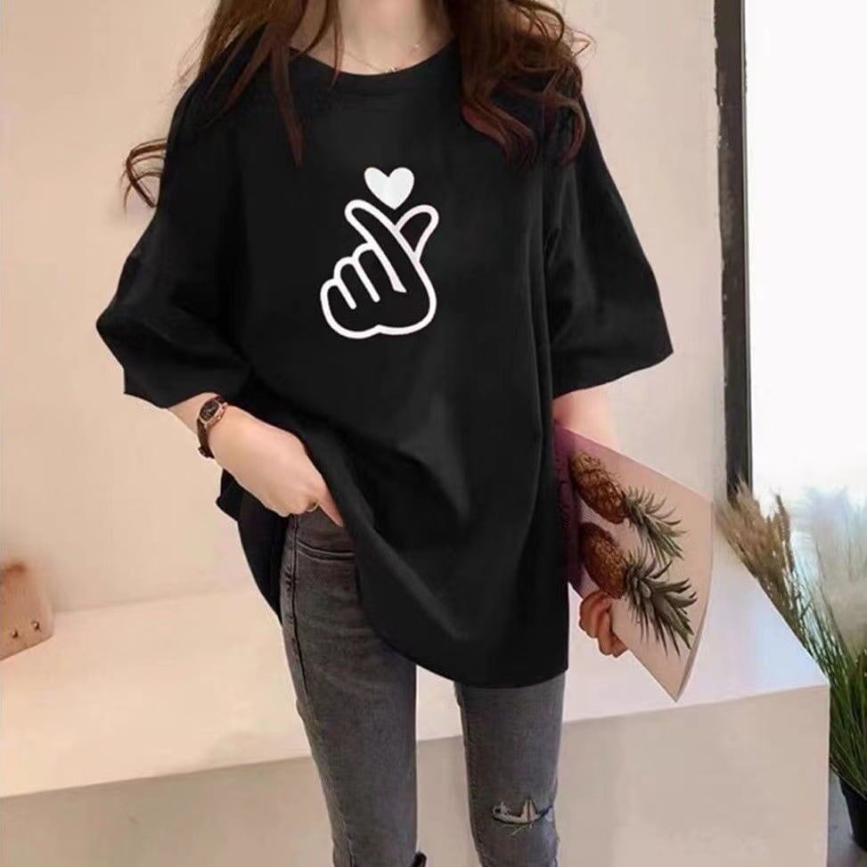 組み合わせやすい Tシャツ プリント 七色 ゆったり半袖＜S-2968＞