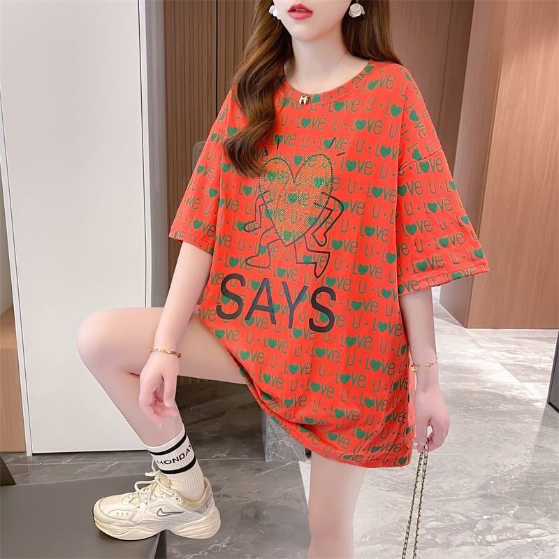 カジュアル 切り替え オシャレ度満点 プリント Tシャツ カットソー＜S-3411＞