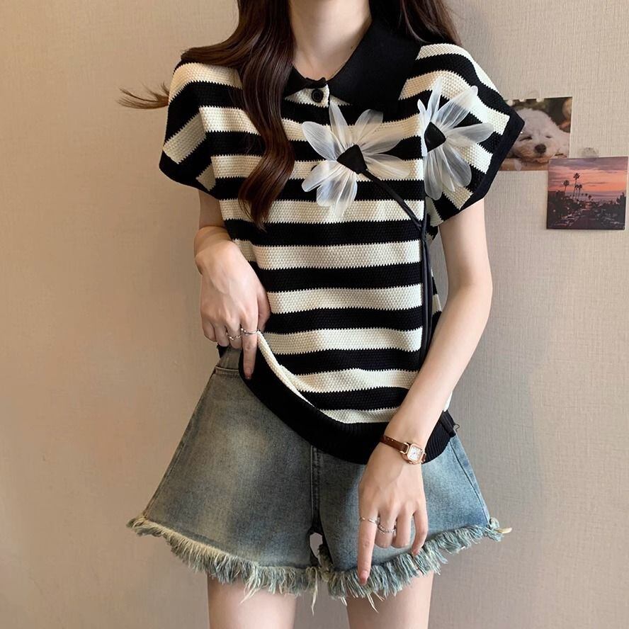 新作 上質 話題沸騰中 好感度UP ニット 全2色 半袖Tシャツ＜S-8734＞
