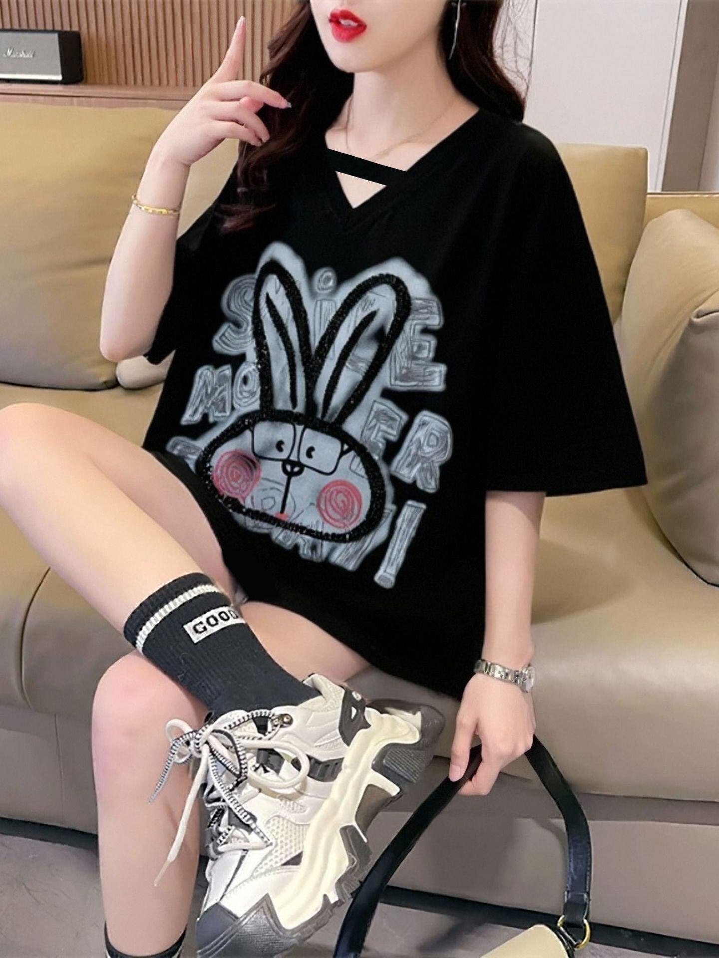 キュート 好感度UP 海外トレンド カジュアル 全4色 半袖 Tシャツ ＜S-11097＞