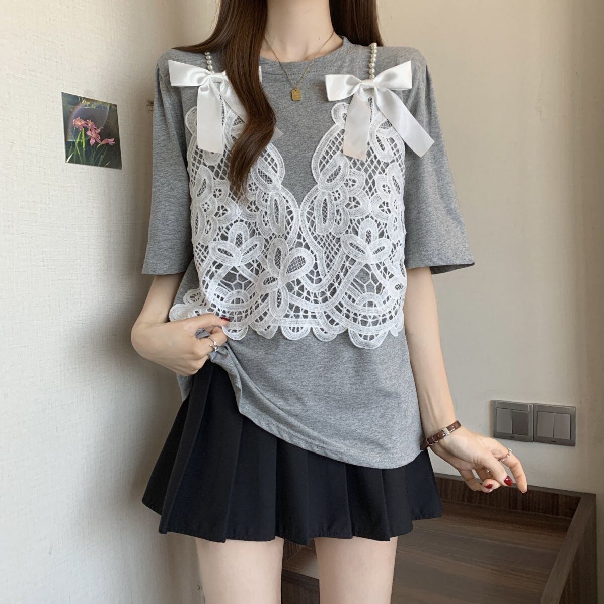 ファッション感満々 ロング丈 ゆったり 2色半袖Tシャツ＜S-10995＞