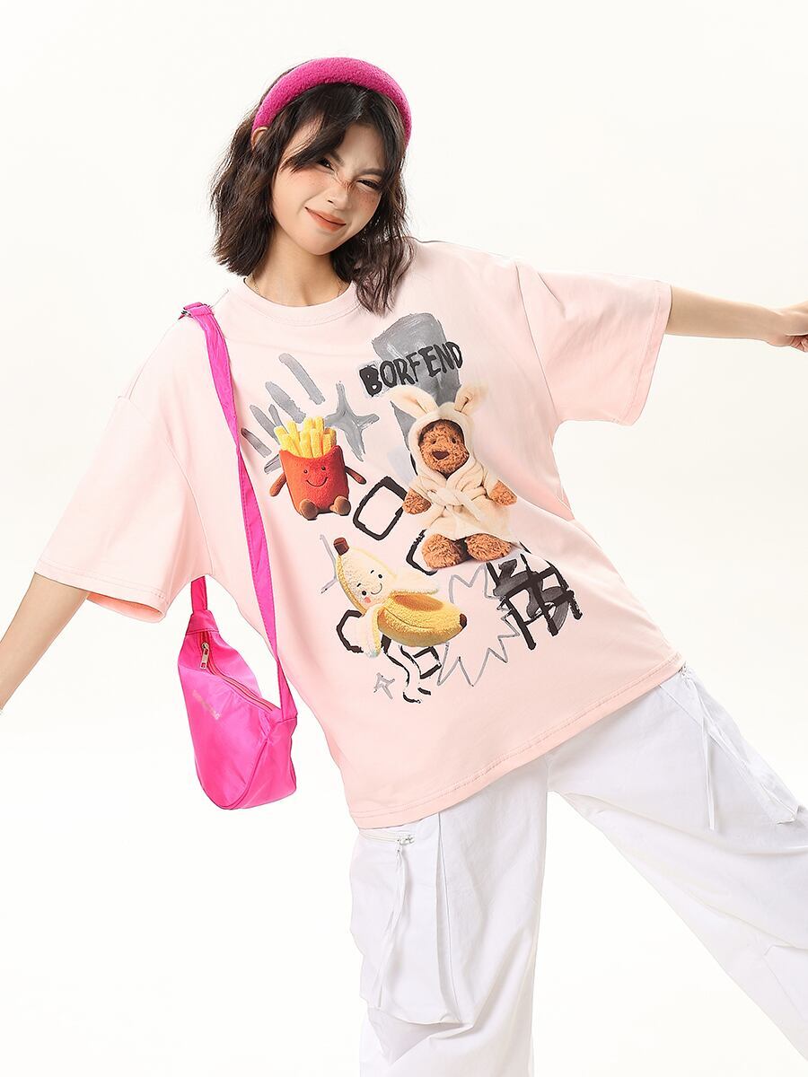 売れ筋 早い者勝ち 絶対流行 カジュアル 2色選択 Tシャツ<S-11178>