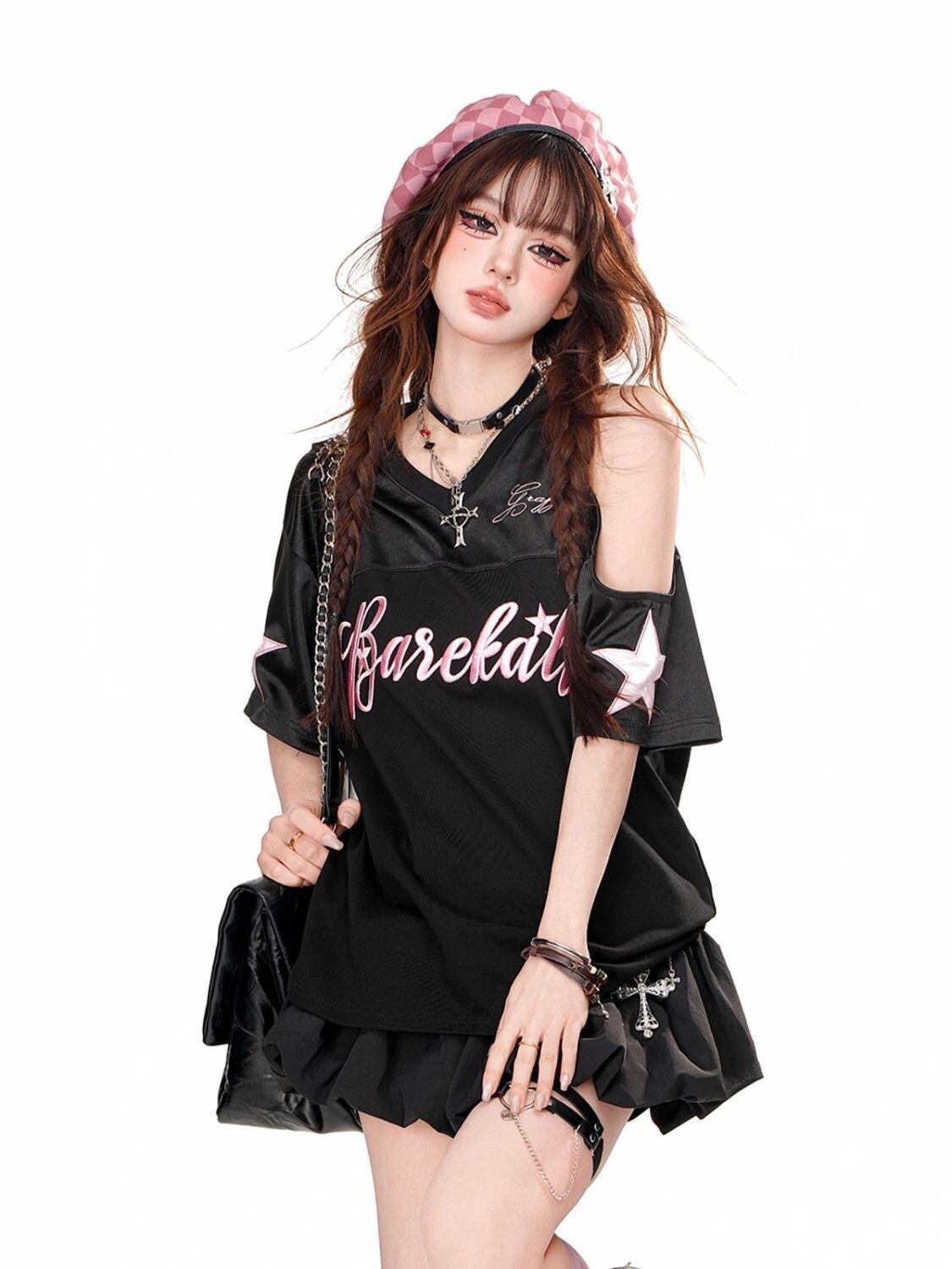 夏新作 オフショルダー ファッションTシャツ <S-13198>