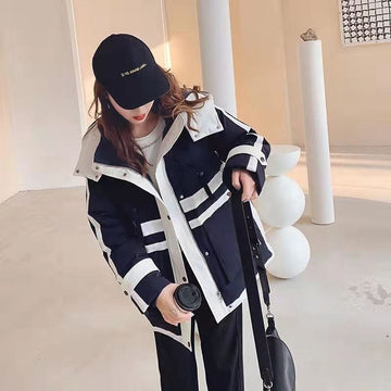 大活躍 オシャレ 都市ファッショ デザイン 気質アップ 切り替え ダウンジャケット <S-9871>