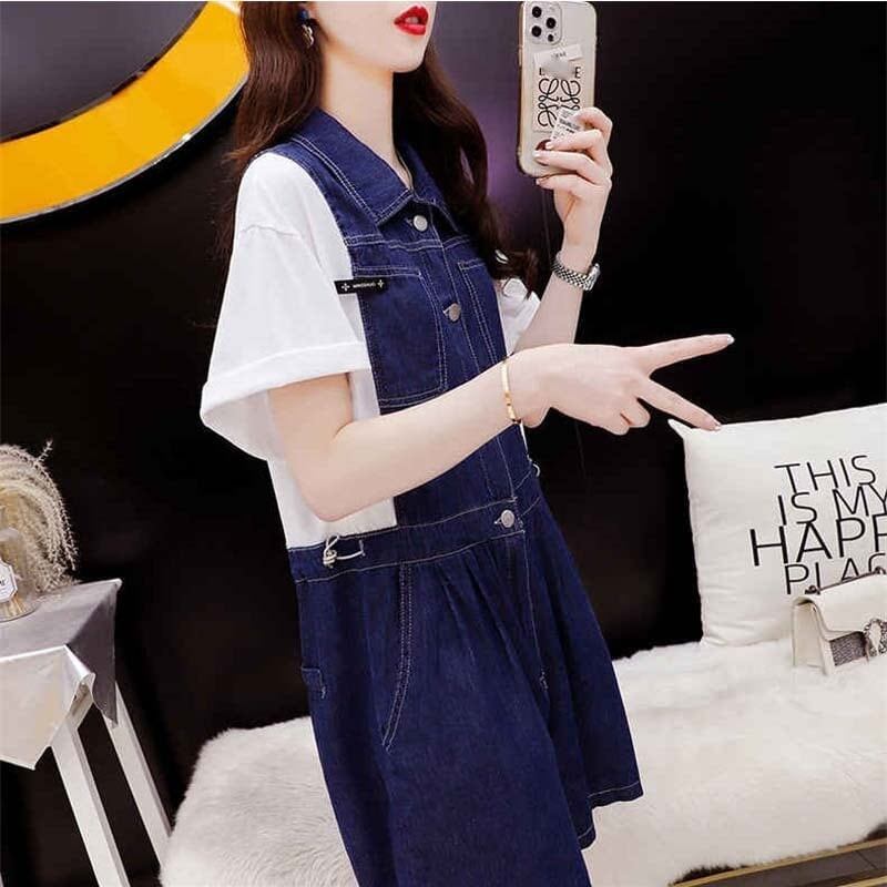スタイリッシュ 切り替え 一目惚れ Tシャツ カットソー ワンピース＜S-3598＞