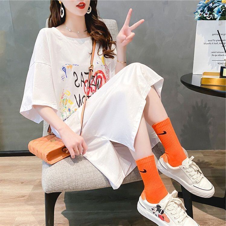 好感度UP ゆったりロング丈 カジュアル 切り替え 三色 半袖Tシャツ＜S-8166＞