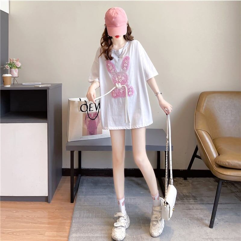 デザイン感 切り替え チャーミング プリント Tシャツ カットソー＜S-3425＞