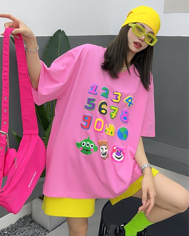 売り切れ必至 プリント三色 個性派 ゆったり 半袖Tシャツ ＜S-8462＞